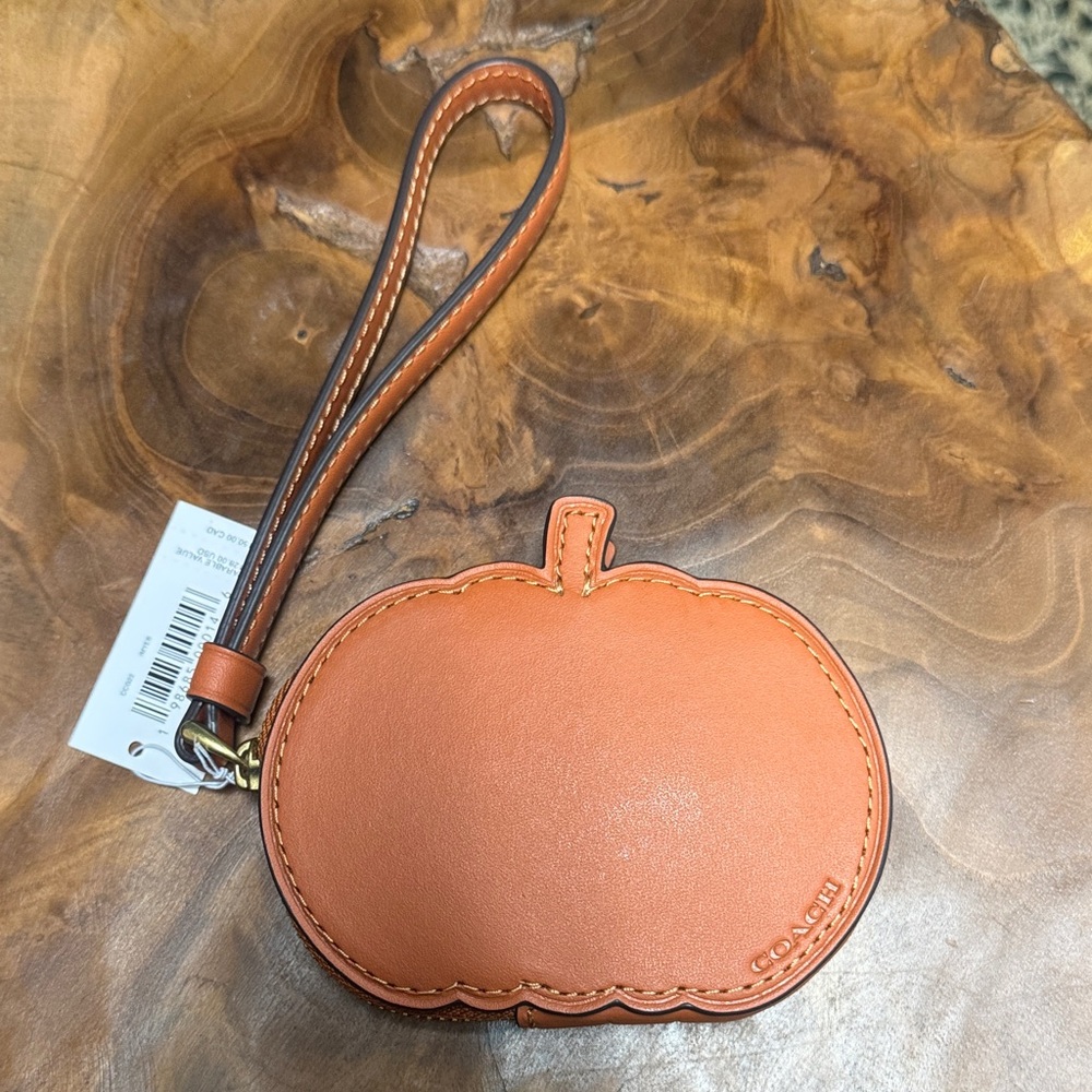 Coach Pumpkin-Shaped Orange Wristlet NWT